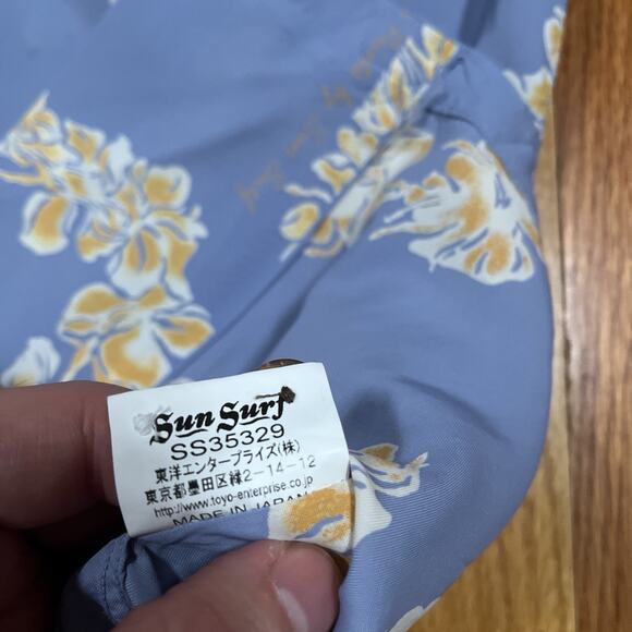 Sun Surf 100% Rayon Lavender Floral Lei Aloha Hawaiian Shirt Japan Made Large - Picture 9 of 10